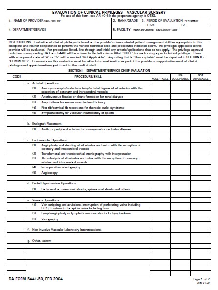 DA Form 5441-50 form preview