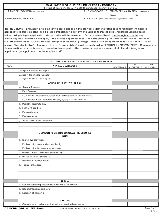 DA Form 5441-9 form preview