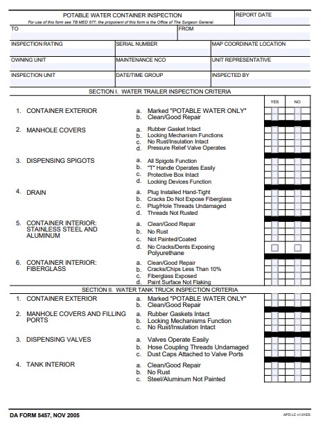 DA Form 5457 form preview