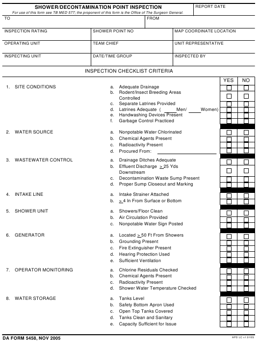 DA Form 5458 form preview