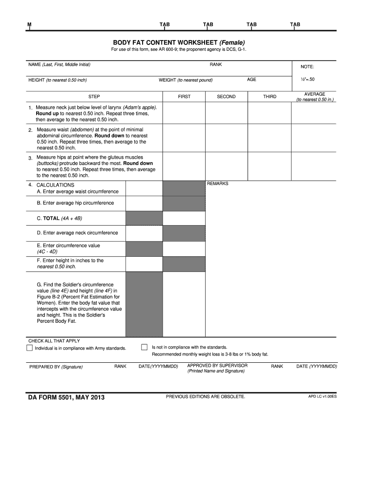 DA Form 5501 form preview
