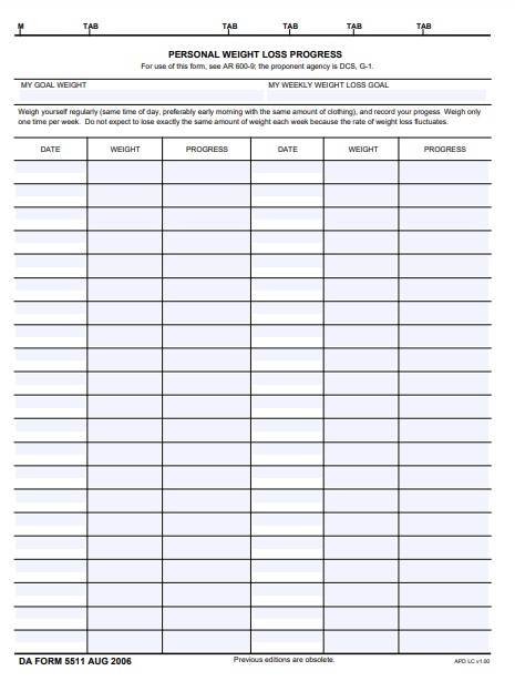 DA Form 5511 form preview