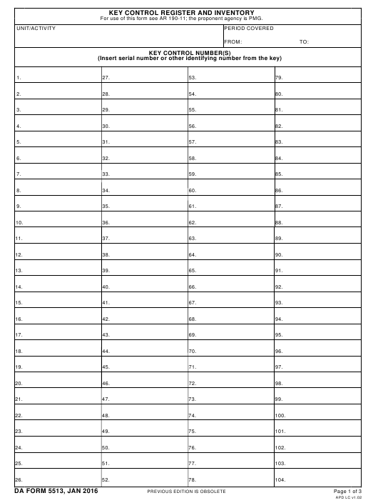 DA Form 5513 form preview