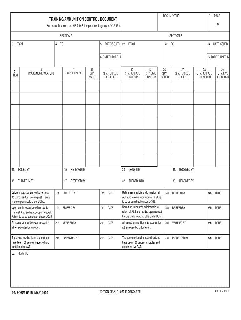 DA Form 5515-1 form preview