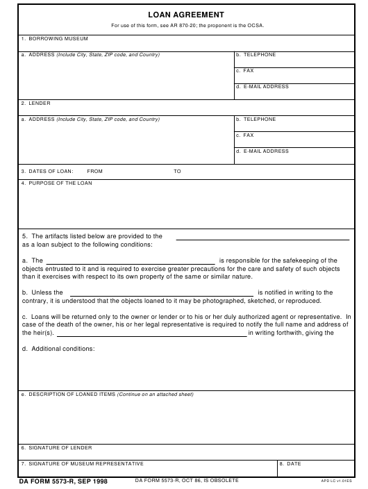 DA Form 5573-R form preview
