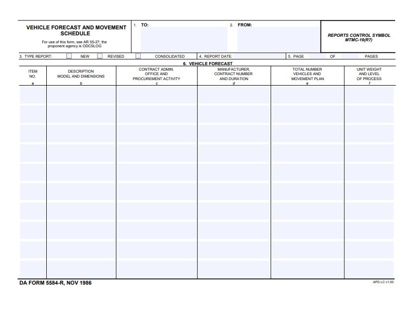 DA Form 5584-R form preview