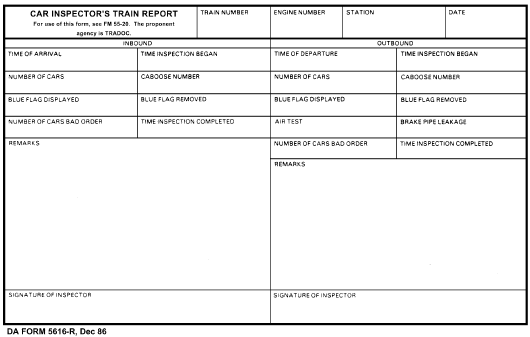 DA Form 5616-R form preview