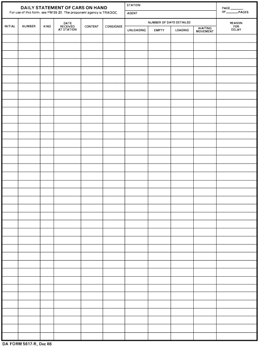 DA Form 5617-R form preview