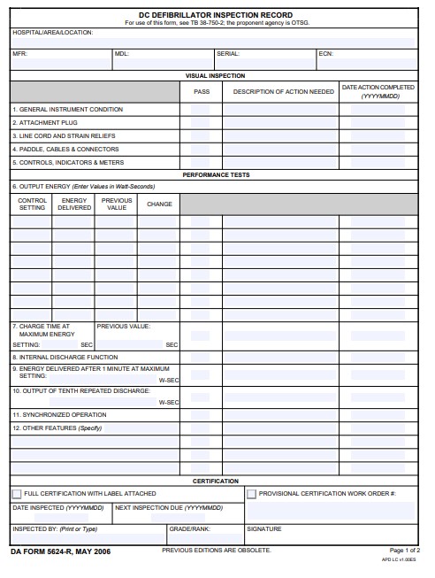 DA Form 5624-R form preview