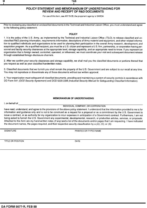 DA Form 5677-R form preview