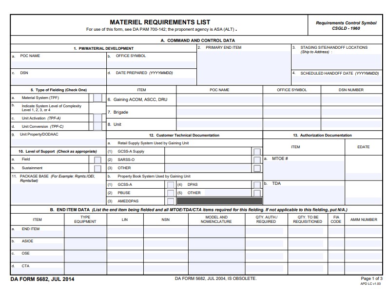 DA Form 5682 form preview