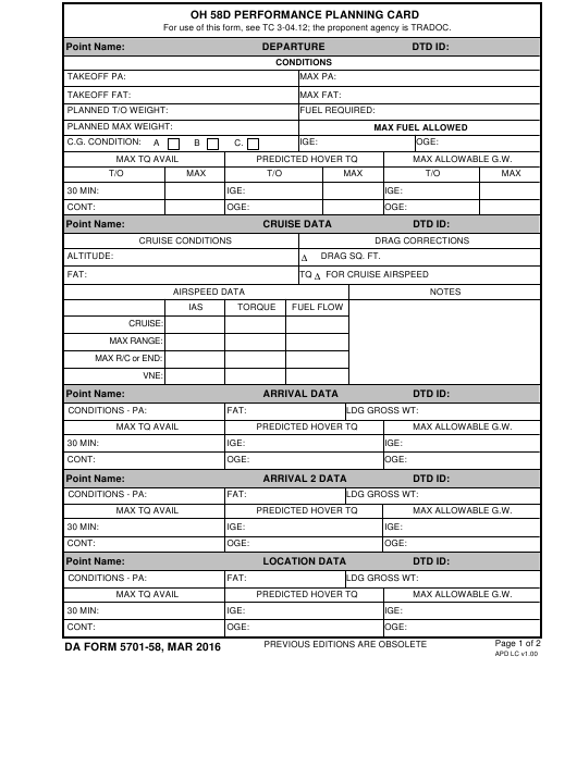 DA Form 5701-58 form preview