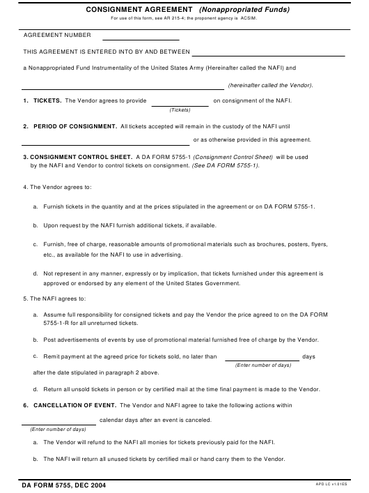 DA Form 5755 form preview