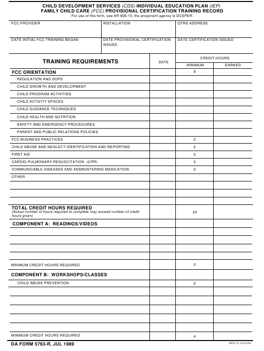 DA Form 5763-R form preview