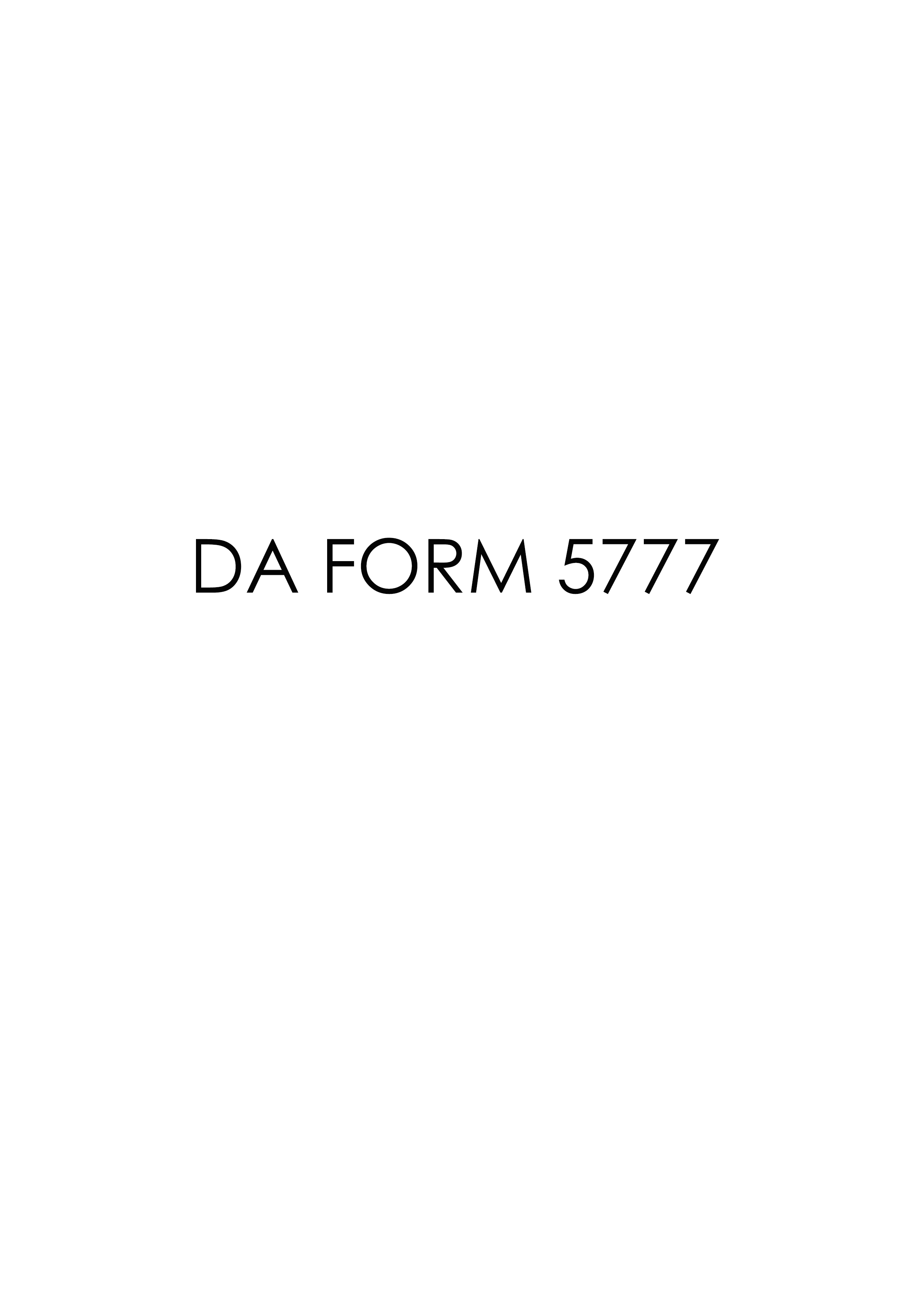 DA Form 5777 form preview