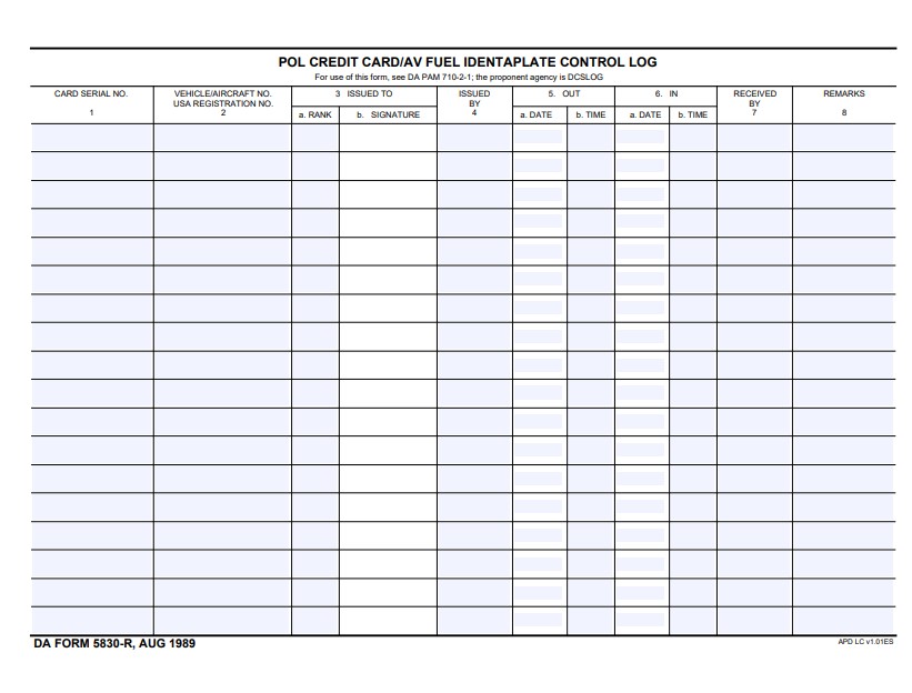 DA Form 5830-R form preview