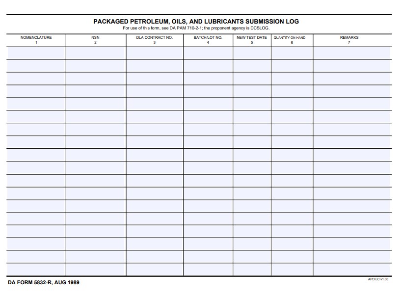 DA Form 5832-R form preview