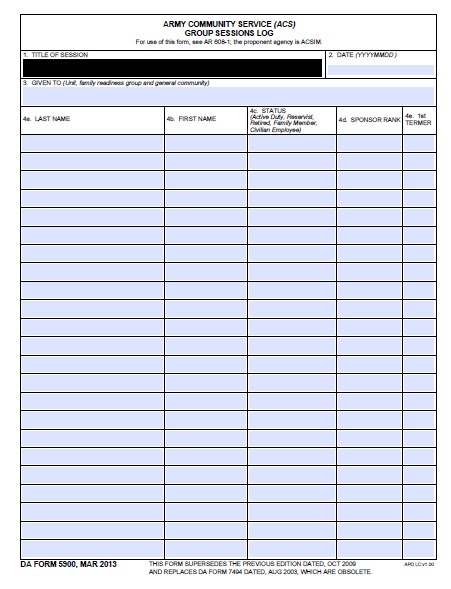 DA Form 5900 form preview