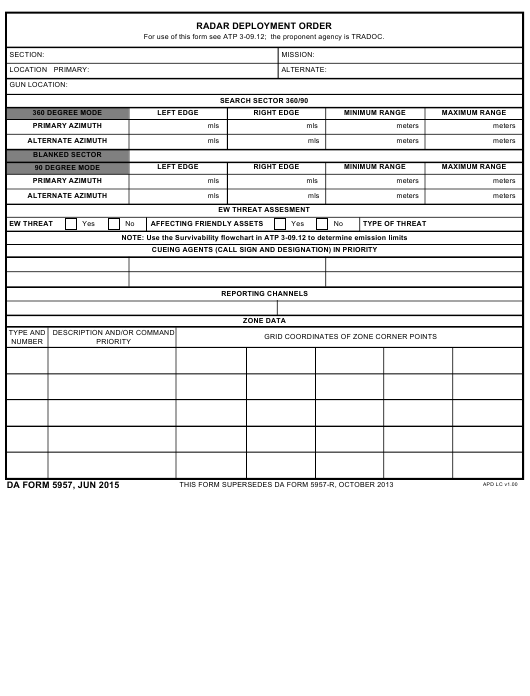 DA Form 5957 form preview