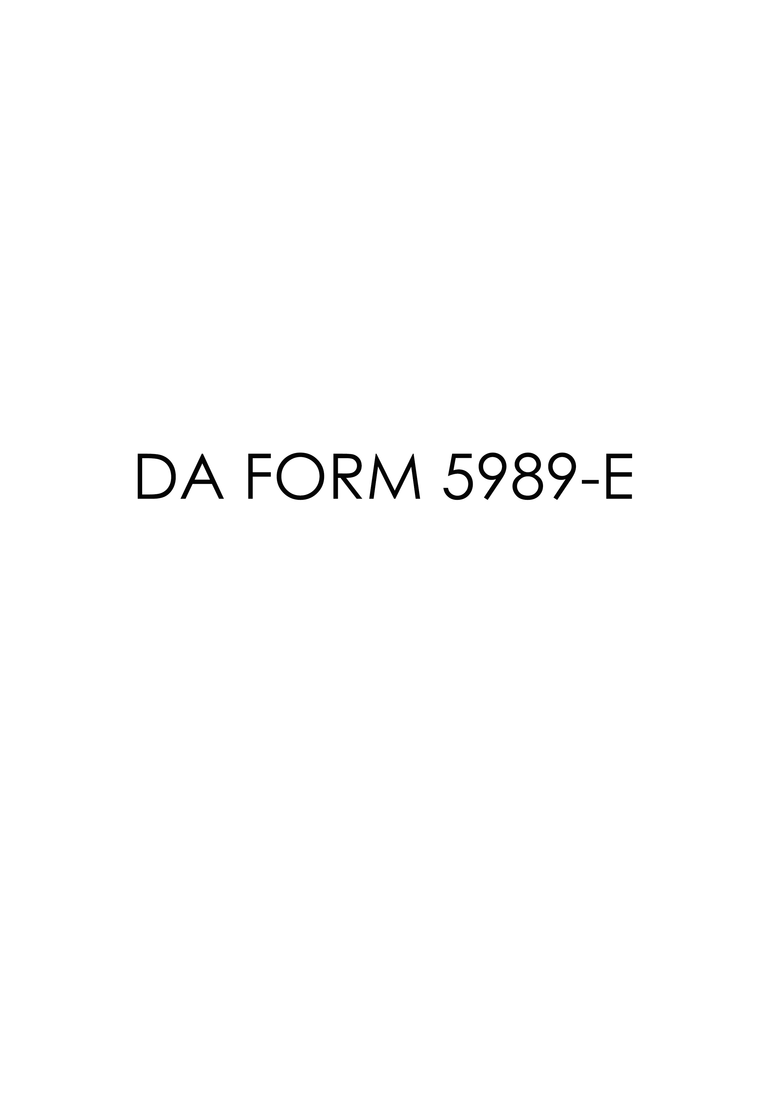 DA Form 5989-E form preview