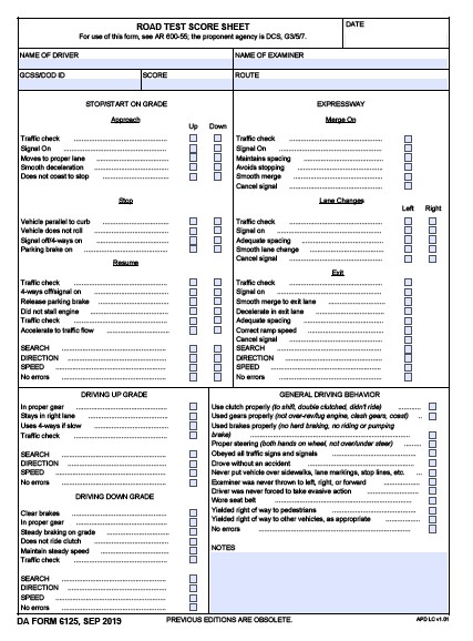 DA Form 6125 form preview