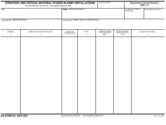 DA Form 621 form preview