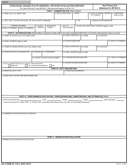 DA Form 67-10-4 form preview