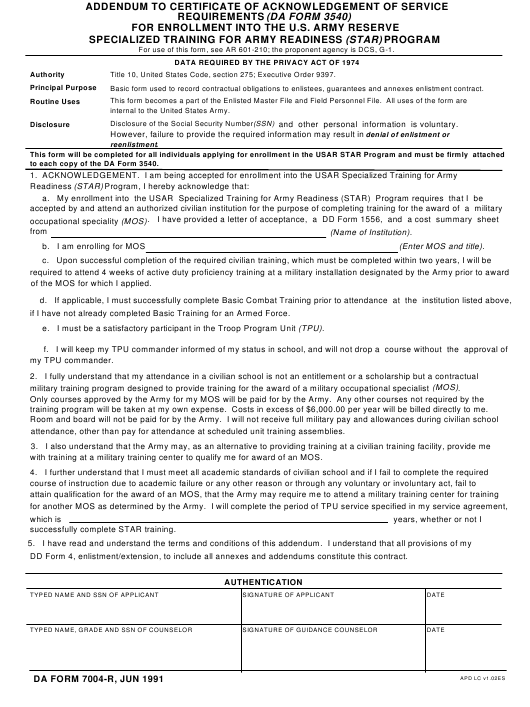 DA Form 7004-R form preview
