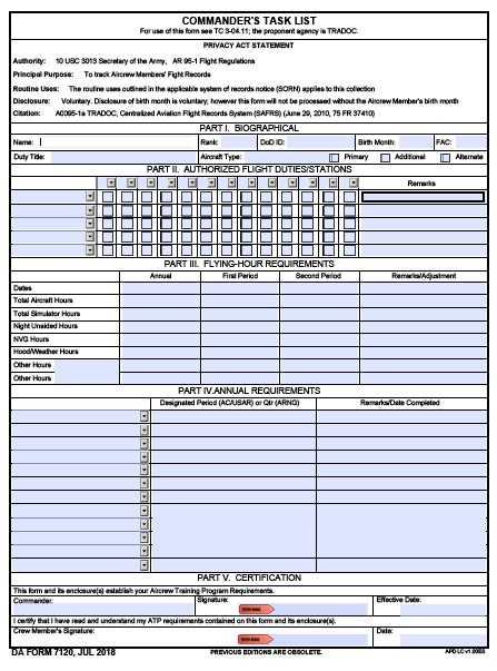 DA Form 7120 form preview