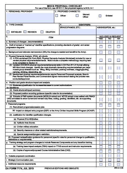 DA Form 7174 form preview