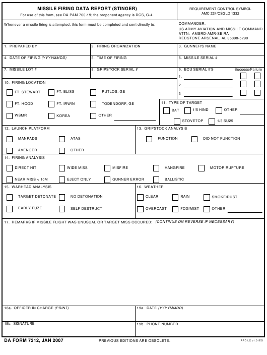 DA Form 7212 form preview