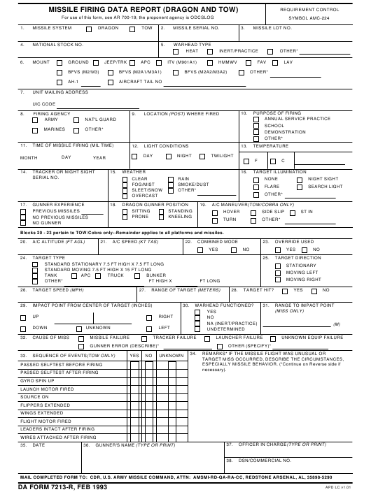 DA Form 7213-R form preview