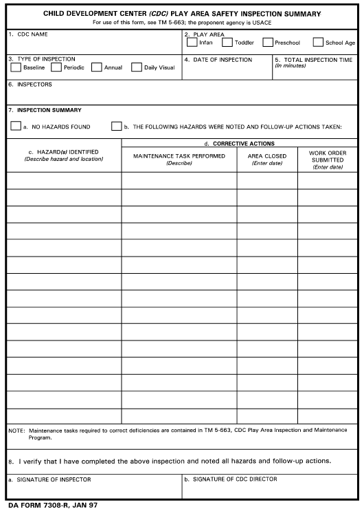 DA Form 7308-R form preview