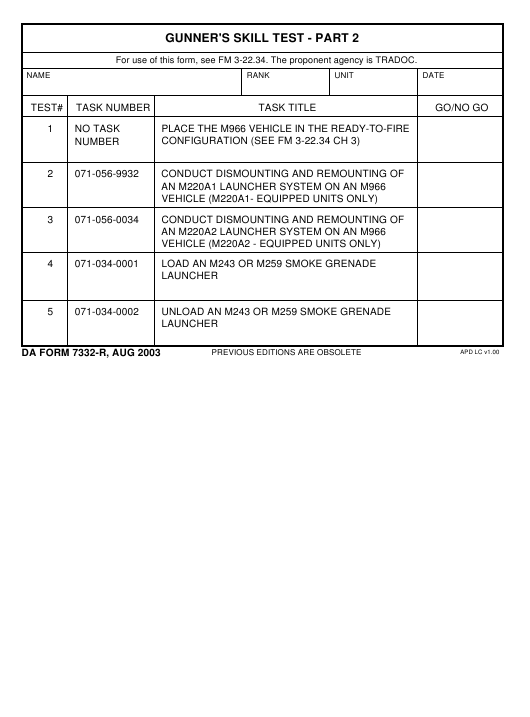 DA Form 7332-R form preview