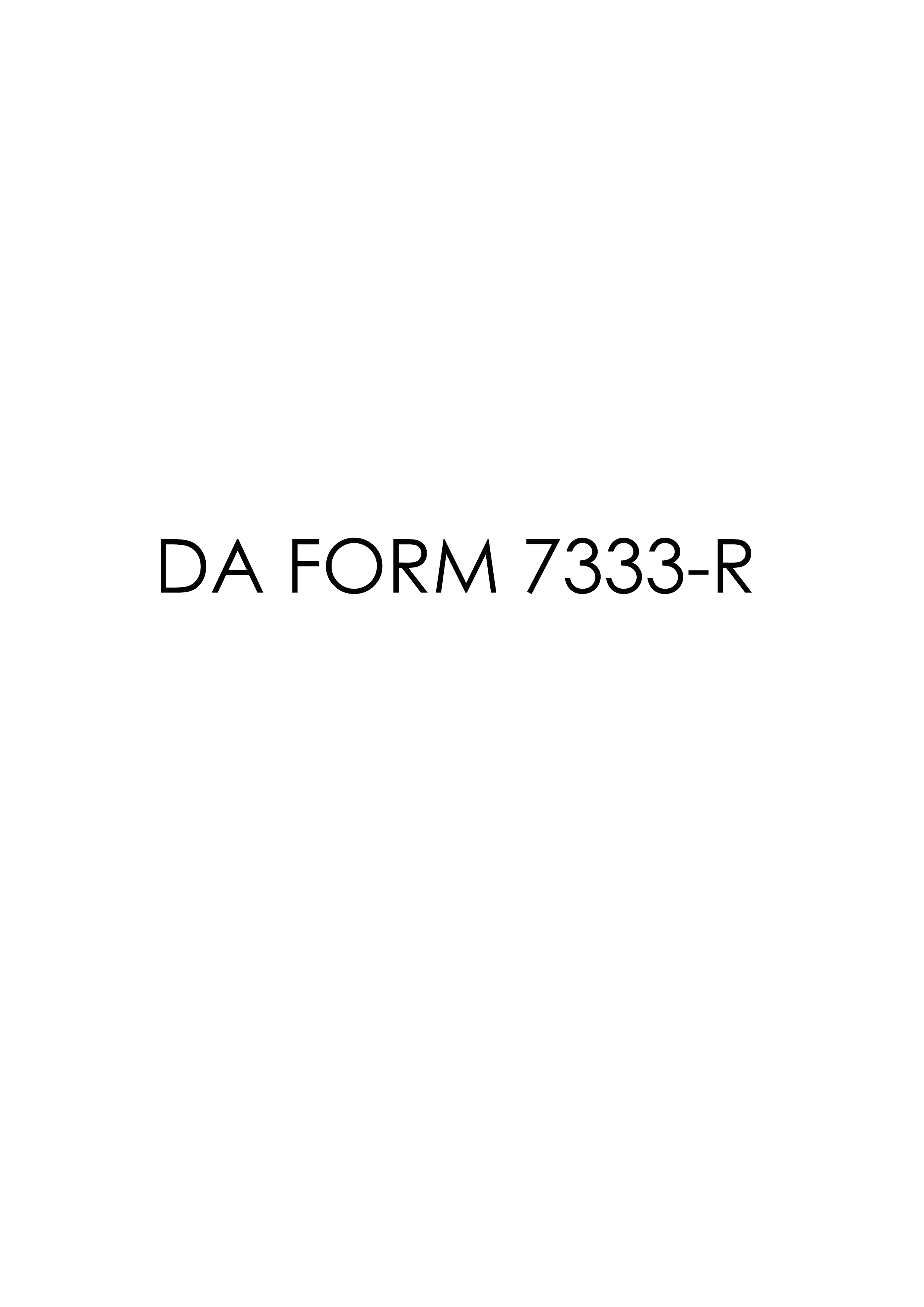 DA Form 7333-R form preview