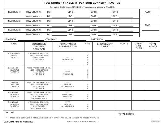 DA Form 7340-R form preview