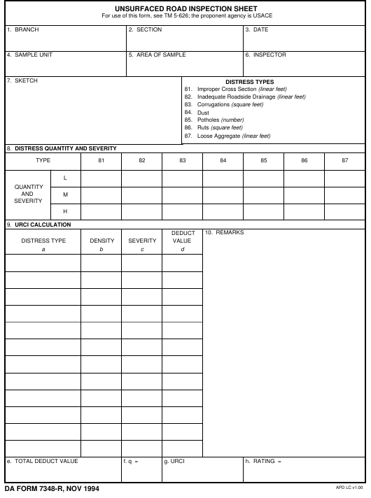 DA Form 7348-R form preview