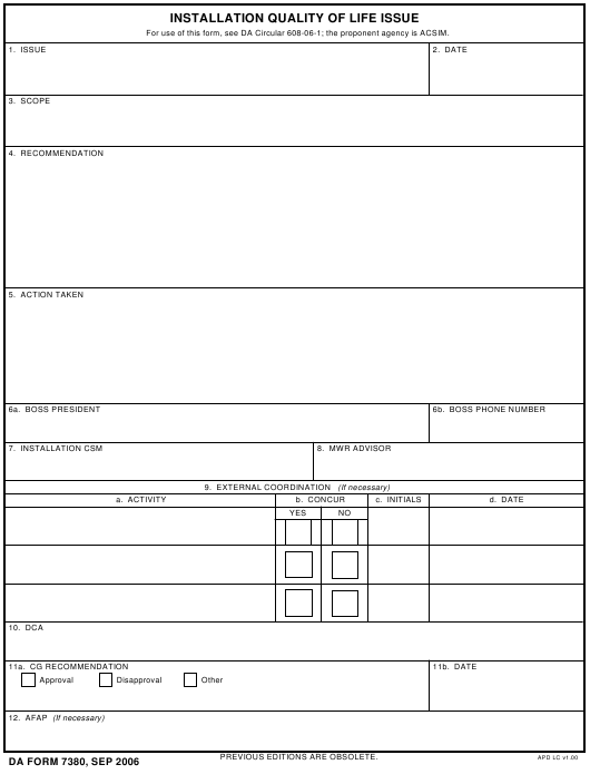 DA Form 7380 form preview