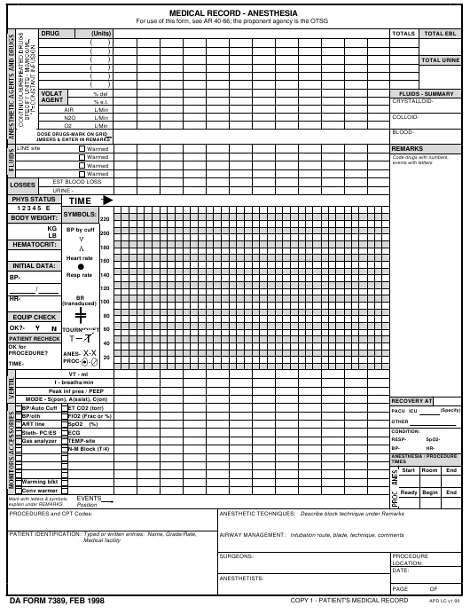 DA Form 7389 form preview