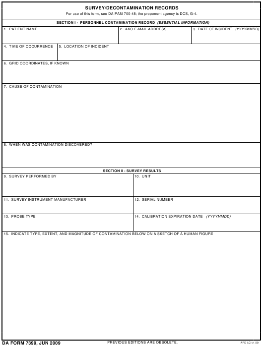 DA Form 7399 form preview