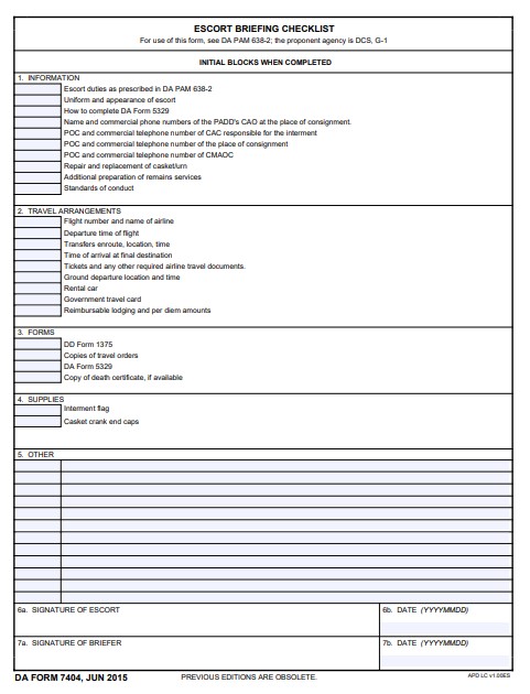 DA Form 7404 form preview