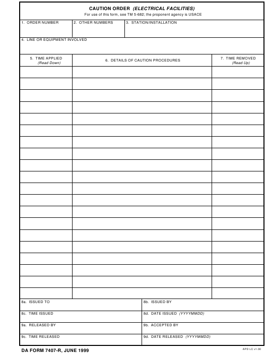 DA Form 7407-R form preview