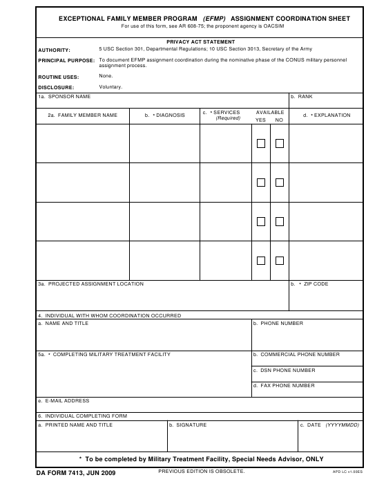 DA Form 7413 form preview