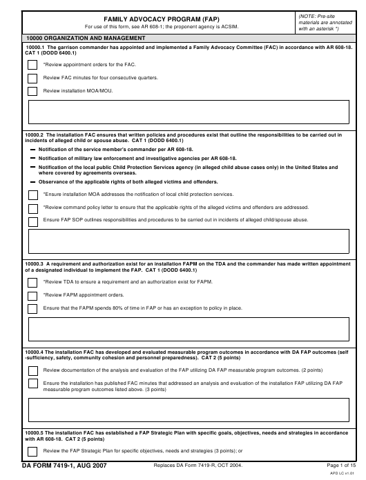 DA Form 7419-1 form preview
