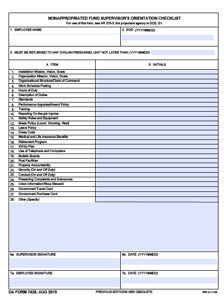 DA Form 7428 form preview