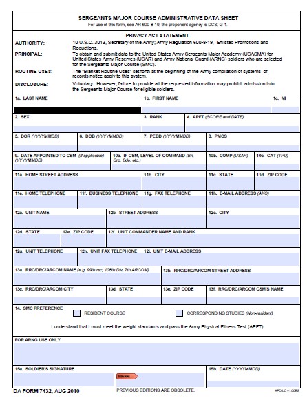 DA Form 7432 form preview