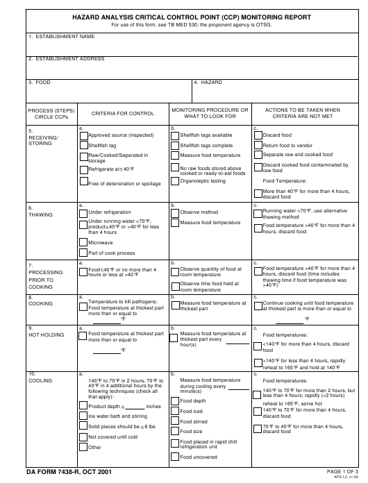 DA Form 7438-R form preview