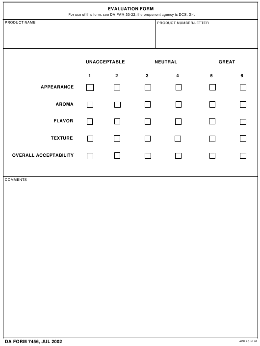 DA Form 7456 form preview