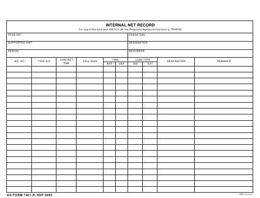 DA Form 7461-R form preview