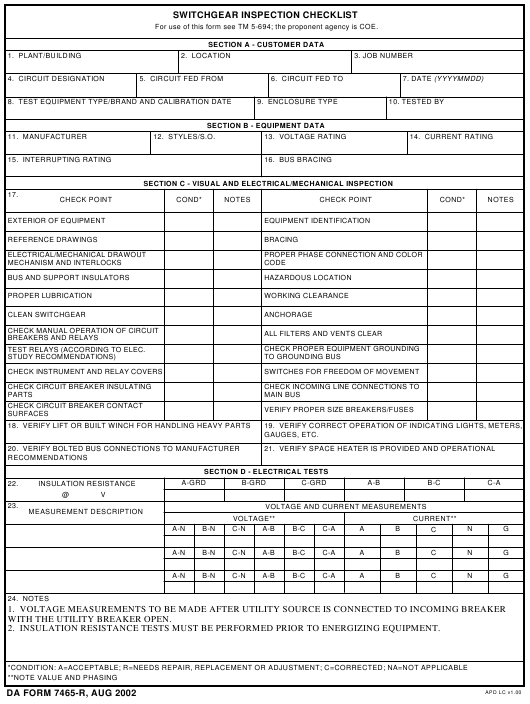 DA Form 7465-R form preview